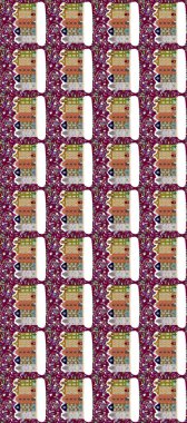 Kartpostallar, duvar kağıtları ya da tatil tasarımı için dekoratif, pürüzsüz desen. Şenlikli konfeti geçmişi olan eski Avrupa konak evlerinin renkli bir çizimi.