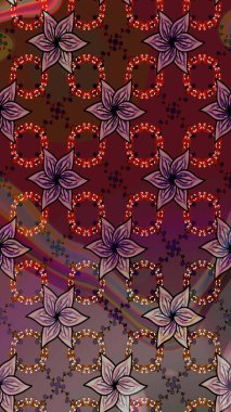 Çiçek desenli eskiz, darbeler, sıçramalar, yaz çiçekleri. Raster illüstrasyonu. Mor renkte çiçekler.