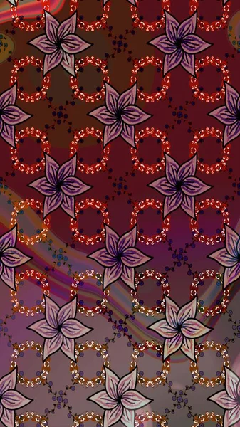 Çiçek desenli eskiz, darbeler, sıçramalar, yaz çiçekleri. Raster illüstrasyonu. Mor renkte çiçekler.