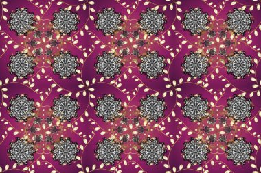 Oriental raster klasik gri, kahverengi, mor ve altın desenli. Kusursuz soyut bir arkaplan. Raster illüstrasyonu.