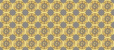 Doğu tarzı arabesk. Raster altın desen. Raster illüstrasyonu. Kusursuz altın desenli bukleler. Altın elementli bej ve sarı renkler.