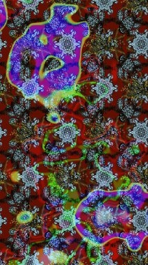 Raster illüstrasyonu. Tekstil veya kitap kapakları, imalat, duvar kağıtları, baskı, hediye paketi ve yapıştırma kitabı için çiçek eskizi geçmişi. Küçük ölçekli çiçeklerdeki basit sevimli desen.