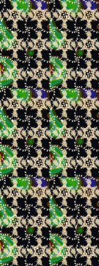 Raster illüstrasyonundaki çiçek desenli çizim. Düz Çiçek Elementleri Tasarımı. Siyah renkli çiçekler. Renkli Bahar Teması çizim şablonu.