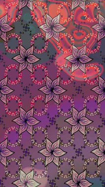 Mor renkli çiçekler. Çiçek desenli eskiz, darbeler, sıçramalar, yaz çiçekleri. Raster illüstrasyonu.