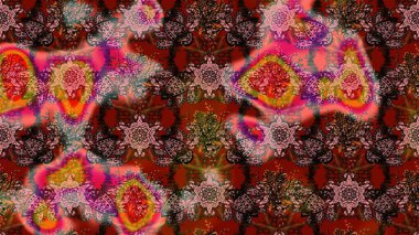 Kumaş, duvar kağıdı ve kağıt üzerine baskı yapmak için gelişen arka plan. Raster illüstrasyonu. Moda arka planında parlak buketler. Eski usul küçük çiçekli şirin bir eskiz deseni..