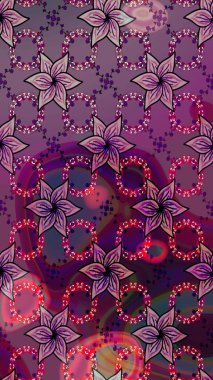 Çiçekli karalama şeklinde Raster çiçek deseni. Mor renkli çiçekler. Yumuşak, bahar çiçekli arka plan.