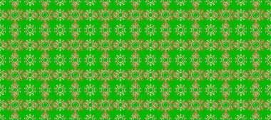 Damask pürüzsüz yineleme kalıbı. Barok tarzında altın çiçekli süs. Antika altın tekrarlanabilir duvar kağıdı. Yeşil ve kahverengi renklerde altın element.