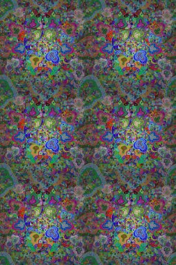 Colour Spring Theme seamless pattern Background. Seamless floral pattern with flowers, watercolor. Flowers on blue and green colors. Raster illustration. Flat Flower Elements Design.