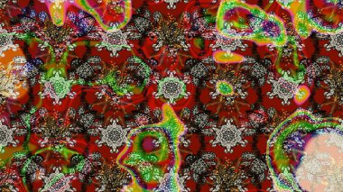 Raster suluboya çiçek deseni, narin çiçekler, kırmızı ve kahverengi çiçekler, tebrik kartı şablonu. Raster Güzel kumaş deseni.