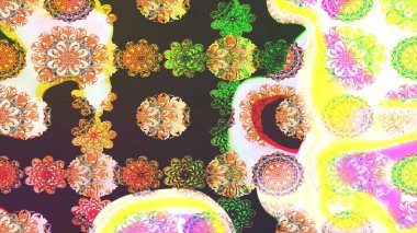 Düz Çiçek Elementleri Tasarımı. Sevimli çiçek raster deseni. Modaya uygun kumaş deseni. Renkli Yaz Teması çizim şablonu.