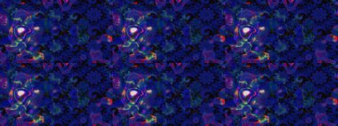 Vadinin mavi ve siyah renkli çiçekleri. Çiçekler. Soyut etnik raster çizim kalıbı.