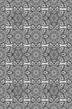 Tekrar eden çiçek arkaplanı, zarif gri, siyah beyaz çiçek duvar kağıdı. Çiçek desenleri gri, siyah ve beyaz renklerde, el yapımı papatyalar, papatyalar.