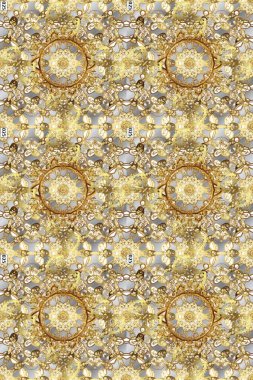 Bej, nötr ve kahverengi renklerde altın kar taneleri. Sembol bayramı, yeni yıl kutlamaları, altın desenler. Noel altın kar tanesi kusursuz desen. Kış kar dokusu duvar kağıdı.