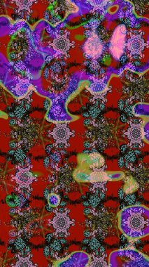 Tekrar eden çiçek arkaplanı, zarif kahverengi ve kırmızı çiçek duvar kağıdı. Kahverengi ve kırmızı renkler üzerine çiçek desenli çizimler, el yapımı papatyalar, papatyalar..