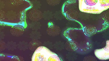 Eskiz geçmişi. Kumaş, tekstil, duvar kağıdı baskısı için. Raster illüstrasyonu. Renkli desenli eskiz deseni, kahverengi ve yeşil çiçekler ve dekoratif elementler. Antika retro tarzı.