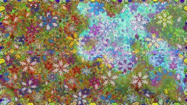 Raster - stok. Yeşil ve kahverengi çiçekli kusursuz desen, suluboya çiçek deseni, sevimli çiçek, duvar kağıdı, kart veya kumaş için fayanslı.