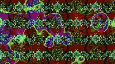 Moda baskıları için zarif bir şablon. Küçük renkli çiçekler. Küçük çiçekte güzel bir desen. Motley illüstrasyonu. Yeşil ve kırmızı çiçekli bahar çiçekleri.