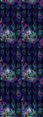 Tekstil tasarımı için siyah ve mavi renkli geleneksel halk çiçekleri buketi. Üzerinde gelincikler ve vadi zambakları olan renkli çiçek desenli nakış..