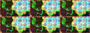 Çiçekli çiçek deseni, suluboya. Düz Çiçek Elementleri Tasarım Raster illüstrasyonu. Gri ve yeşil renkli çiçekler. Renkli Bahar Teması çizim şablonu.