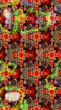 Küçük çiçekli basit bir çiçek çizimi. Moda baskısı, albüm, ambalaj kağıdı ve duvar kağıdı için zarif dekoratif süslemeler. Kırmızı renkte sevimli çiçekler. Raster illüstrasyonu.