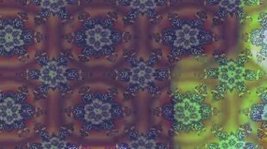 Renkli unsurlarla hareketli arka plan görüntüleri. Çiçekler. Eski model. Bayrak tarzı. Video kaydı. Şablon. Döngü. Kusursuz..