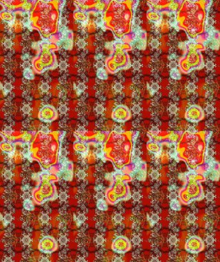 Kahverengi ve kırmızı renklerde bahar çiçekleri. Raster illüstrasyonu. Raster çiçek desenli ve çiçekli..