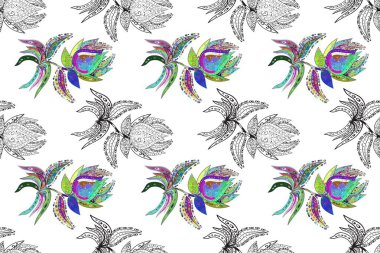 Tekstil için dikişsiz suluboya desen. Sevimli çiçeklerle, desenli, kırmızı, beyaz ve gri renklerle renksiz desenli. El çizimi çiçek pürüzsüz desen (taş)).