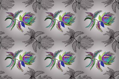 Çiçekler suluboya tarzında gri, kırmızı ve beyaz renklerde. Gri, kırmızı ve beyaz renkte çiçeklerle kusursuz çiçek deseni.