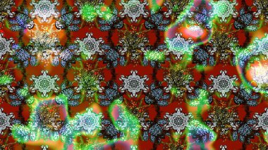 Sevimli çiçek raster deseni. Sketch Colour Spring Theme eskiz kalıbı. Düz Çiçek Elementleri Tasarımı. Yeşil ve kahverengi renkte çiçekler.