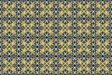 Tarafsız, mavi ve bej renklerde altın tekrarlayan elementlerle soyut arkaplan. Kusursuz oryantal klasik altın desen.