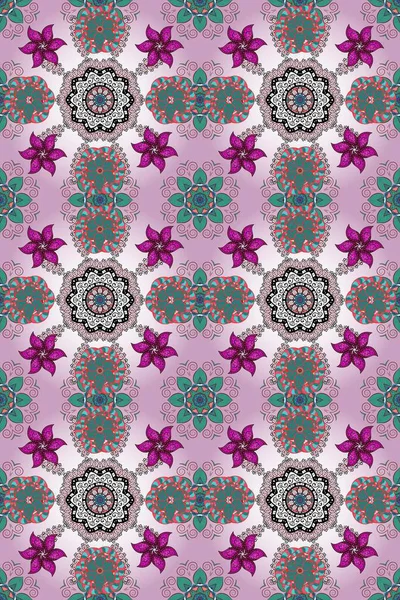 Çiçek deseni. Tarafsız, mavi ve kırmızı renklerde çiçeksiz. Tarafsız, mavi ve kırmızı renkte çiçekler. Şatafatlı bahar bahçesi dokusu.