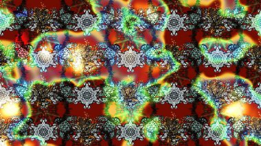 Kahverengi, yeşil ve kırmızı renklerde çiçek desenli çizim. Çiçekler suluboya tarzında kahverengi, yeşil ve kırmızı renklerde.