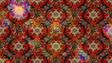 Raster illüstrasyonu. Düz Çiçek Elementleri Tasarımı. Kahverengi, kırmızı ve bej renkli çiçek buketi suluboya. Renkli Bahar Teması çizim şablonu.