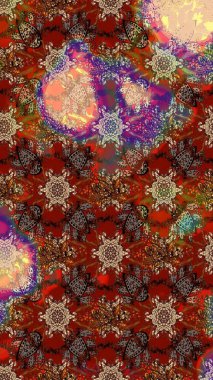 Düz Çiçek Elementleri Tasarımı. Çiçekli çizim şekli. Kahverengi ve kırmızı renkte çiçekler. Renkli Bahar Teması çizim şablonu.