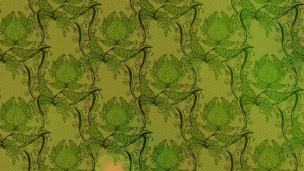 Kumaş, tekstil, duvar kağıdı baskısı için. Tomurcukları çiçek olan sevimli bir çiçek deseni. Raster illüstrasyonu. Eskiz geçmişi. Eski usul. Raster..