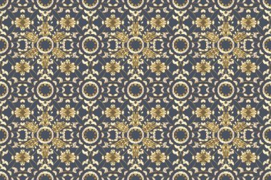 Bej, nötr ve mavi renklerde altın elementler. Geleneksel klasik raster altın pürüzsüz desen. Barok tarzında kusursuz bir doğulu süsü..