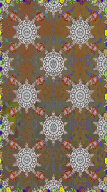 Tropik, dikişsiz çiçek deseni. Kahverengi ve gri renkli çiçekler. Raster illüstrasyonu.