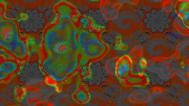 Klasik çiçek tasarımı elementleri. Kahverengi ve gri kıvırcık çiçekler kahverengi ve gri renklerde şekillenir. Raster illüstrasyonu.