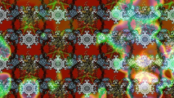 Çiçekli karalama şeklinde Raster çiçek deseni. Nazik, narin çiçek arkaplanı. Kahverengi ve yeşil renkte çiçekler.