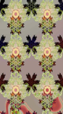 Çiçekli çiçek deseni, suluboya. Gri renkli çiçekler. Raster illüstrasyonu. Düz Çiçek Elementleri Tasarımı. Renkli Bahar Teması çizim şablonu.