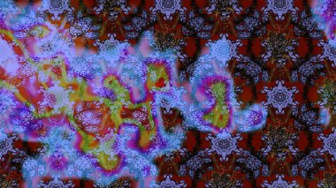 Raster illüstrasyonundaki çiçek desenli çizim. Düz Çiçek Elementleri Tasarımı. Renkli Bahar Teması eskiz kalıbı. Mavi ve mor renkte çiçekler.