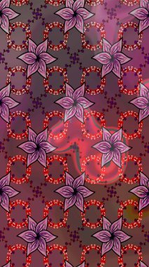 Düz Çiçek Elementleri Tasarımı. Renkli Yaz Temalı eskiz kalıbı. Kahverengi renkli çiçekler. Sevimli çiçek raster deseni.