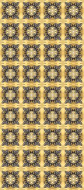 Altın antika ortaçağ dekoratifi, yapraklar ve bej, gri ve sarı renkte altın desenli süslemeleri olan pürüzsüz bir desen. Kusursuz kraliyet lüksü, altın barok kumaş rengi..