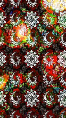 Tekstil tasarımı için siyah ve kırmızı renkli geleneksel halk çiçekleri buketi. Üzerinde gelincikler ve vadi zambakları olan renkli çiçek desenli nakış..