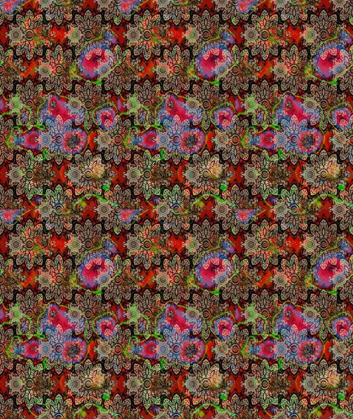 Arkaplan dokusu, duvar kağıdı, kahverengi renkli çiçek teması. Soyut etnik raster çizim kalıbı. Kabile sanatı boho baskısı, klasik çiçek arkaplanı.