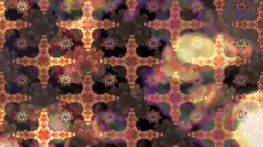 Renkli unsurlarla hareketli arka plan görüntüleri. Çiçekler. Eski model. Bayrak tarzı. Video kaydı. Şablon. Döngü. Kusursuz..