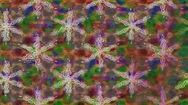 Renkli unsurlarla hareketli arka plan görüntüleri. Çiçekler. Eski model. Bayrak tarzı. Video kaydı. Şablon. Döngü. Kusursuz..