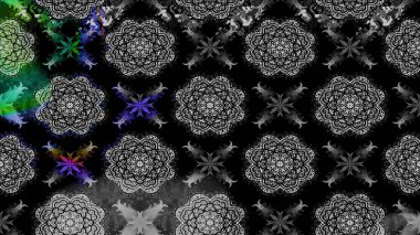 Düz Çiçek Elementleri Tasarımı. Raster Illustrasyon 'daki Çiçek Deseni' nin son moda çizimi. Renkli Yaz Temalı eskiz kalıbı. Siyah renkte çiçekler.