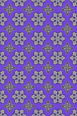 Mor renkte çiçekler, gri ve nötr renkler suluboya stilinde. Raster illüstrasyonunda kusursuz çiçek deseni.