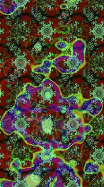 Kahverengi ve yeşil renklerde. Çiçek buketleriyle klasik bir eskiz şekli. Raster illüstrasyonu.